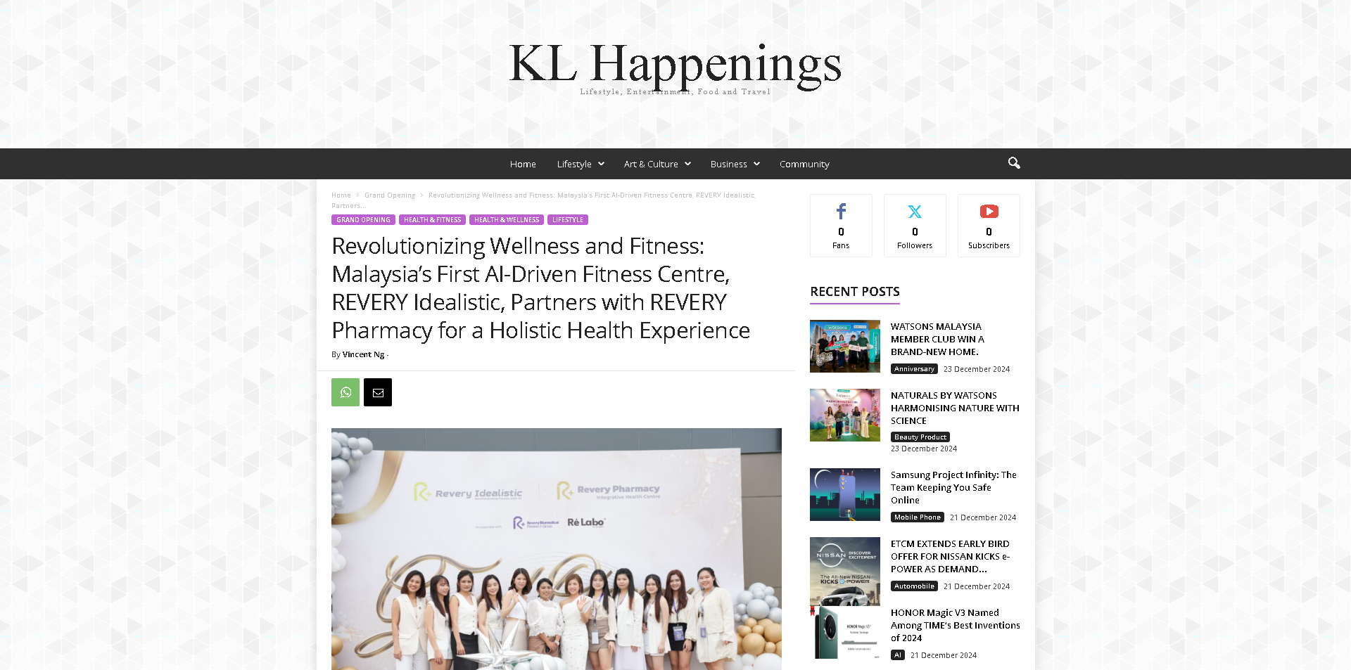 Revolutionizing Wellness and Fitness: Malaysia’s First AI-Driven Fitness Centre, REVERY Idealistic, Partners with REVERY Pharmacy for a Holistic Health Experience